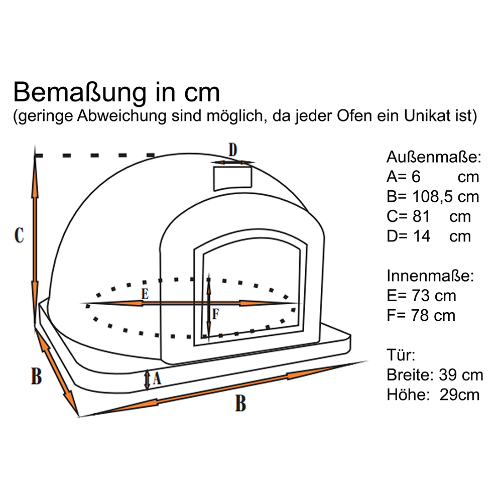 Steinbackofen Ziegeloptik Rustic AL 110x110, Gußtürl