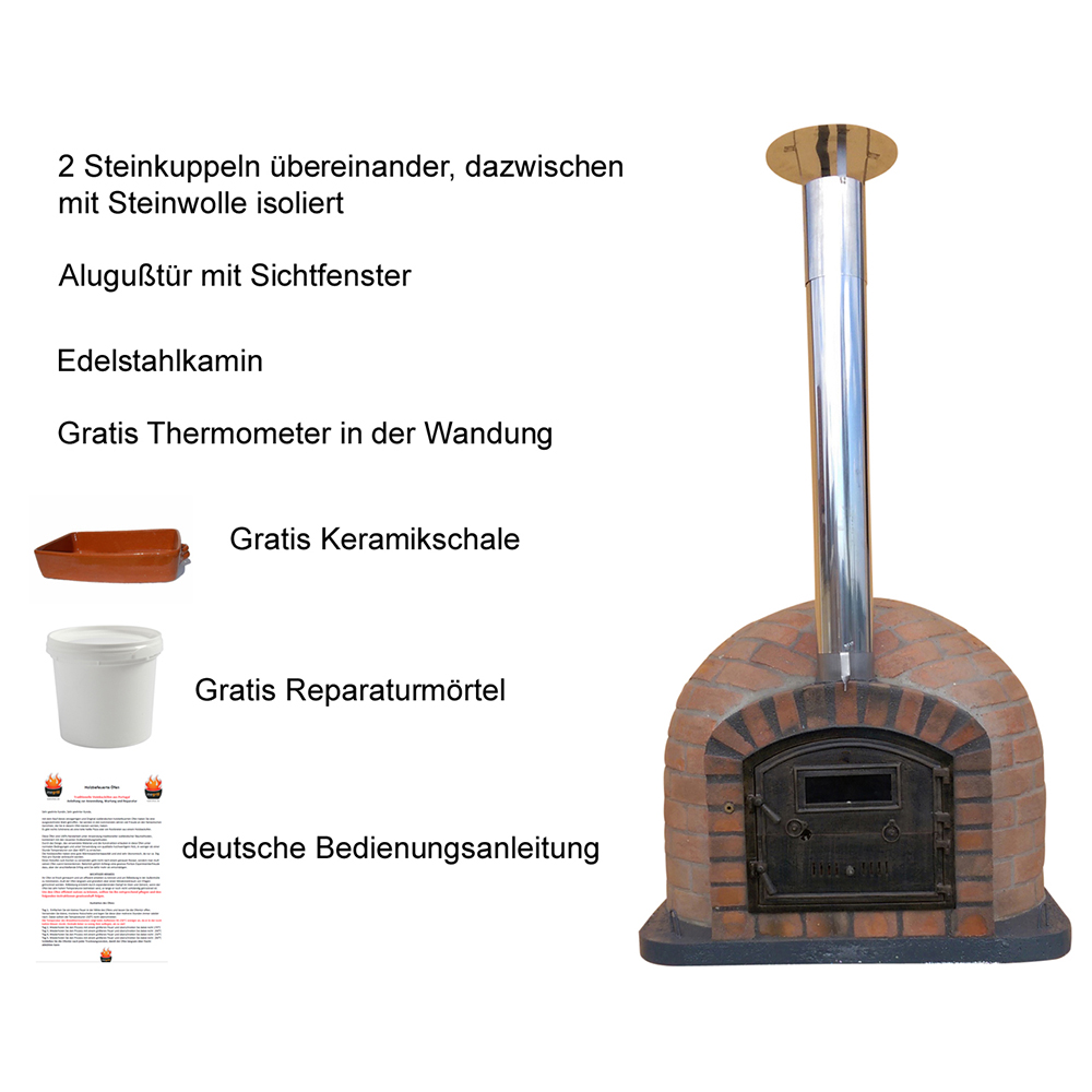 Steinbackofen Ziegeloptik Rustic AL 110x110, Gußtürl