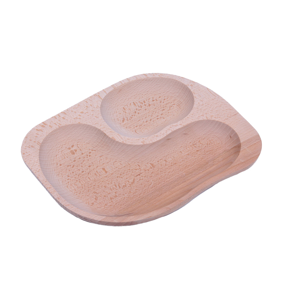 Holzteller mit 2 Vertiefungen, 30x24 cm